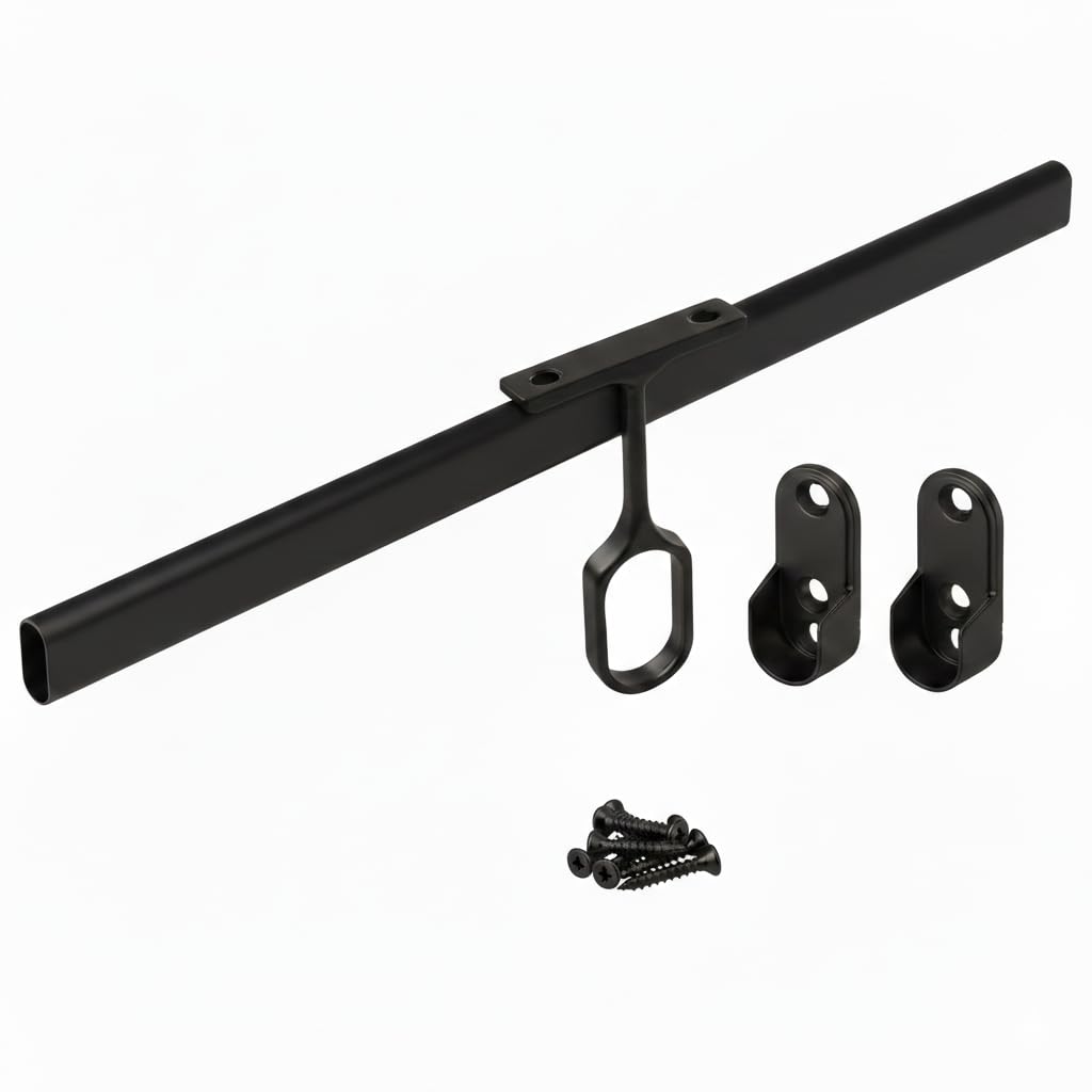 8 Feet Long Oval Wardrobe Closet Tubing Rod Application Clothes Hanging - 96 Inch Length (Matte Black)