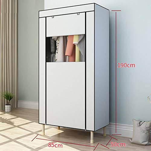Armario de tela de 85x50x190cm portátil y desmontable blanco 3