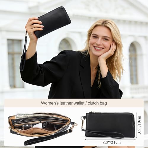 Masa Kawa Black Leather Tote with Clutch