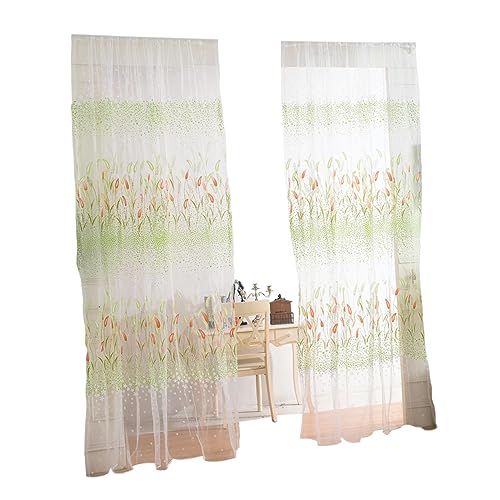 GALPADA Cortina De Ventana Verde Semitranslúcida Pañuelo De Puerta y Cenefa para Decoración De Interiores para Habitaciones y Cocinas