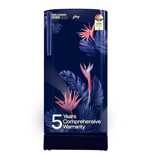 Godrej 183 L 3 Star 5 Years Comprehensive New Launch | Toughened Glass Shelves | 24 Day Farm Freshness | Jumbo Vegetable Tray | Single Door Refrigerator (RD...
