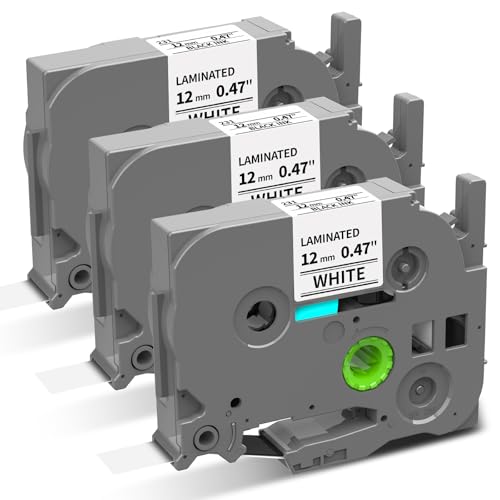 Greateam Tze-231 �e�[�v �� 12mm �݊��u���U�[�H�� �s�[�^�b�` ���~�l�[�g�e�[�v �݊� �u���U�[ �e�v�� �� 12mm, ���ꍕ��, �ƌ݊���������܂����x�����C�^�[ �s�[�^�b�` PT-J100W P300BT,3�Z�b�g