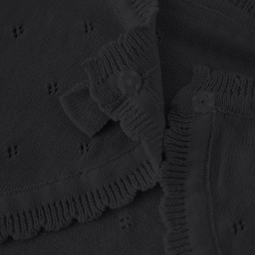 Girls Ruffle Hollow Cropped Cardigan Sweaters Cute Bowknot Open Front Elegant Long Sleeve Knit Bolero Shrug for 3-10 Years4