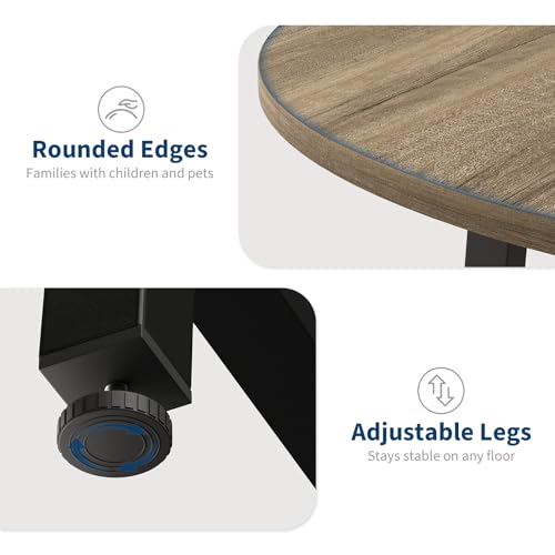 Image of Garvee Small Dining Table Set for 2, 31.5 in Farmhouse Round Kitchen Table with No-Wobble Adjustable Leveling Feet, 2 Upholstered Padded Chairs, 3-Piece Dinette Set for Small Spaces, Natural Wood