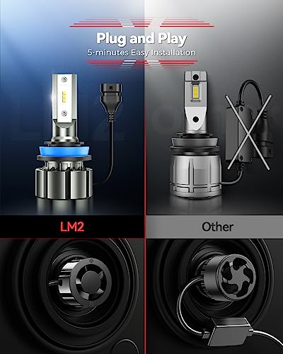 Image of Laxmas H4 bulbs, 50000LM 60000+ Hours Lifespan Real 1:1 Size 6000K Cool white, IP68 waterproof fog bulbs, plug and play, pack of 2
