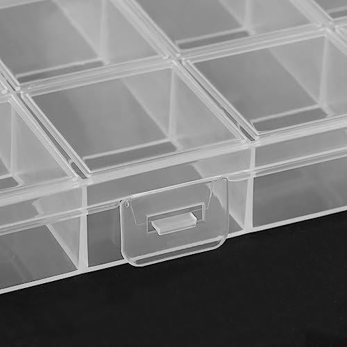 Image of PATIKIL 28 Grids Jewelry Organizer Box, 3 Pack 21mm Clear Plastic Jewelry Boxes Storage Container for Beads Crafts DIY Earrings Pendants Rings, Style 1