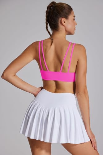 Image of Yoga Sports Workout Bras for Women Seamless Molded Cup Spaghetti Double Strap Bra Wirefree Scoop Neck Tank Top Bras