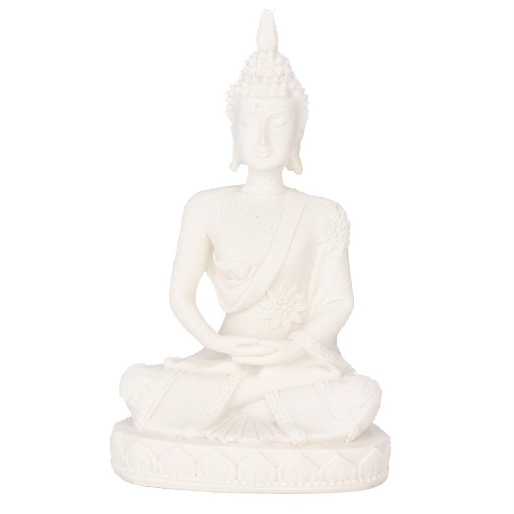 Raguso White Meditate Mini Sitting Buddha Statue Sculpture Figurine Crafts For Home Decoration Table Ornament