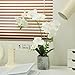 Wenhuidr White Fake Orchids Flowers in Pot Bendable Faux Orchids Artificial Flowers Washable Silk Orchid Phalaenopsis Decor for Home Wedding Table Centerpiece Bathroom Office