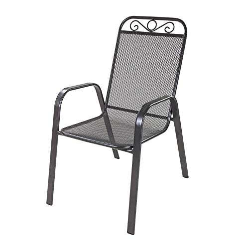 VidaXL 2x Gartenstuhl Stapelbar – Streckmetall Design, Stahl, Grau, Für Terrasse & Balkon