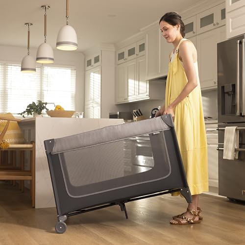 Safety 1st 4-in-1 Portable Play Yard with Bassinet, Portable Bassinet, and Flip-Away Changer, Gray - image 8