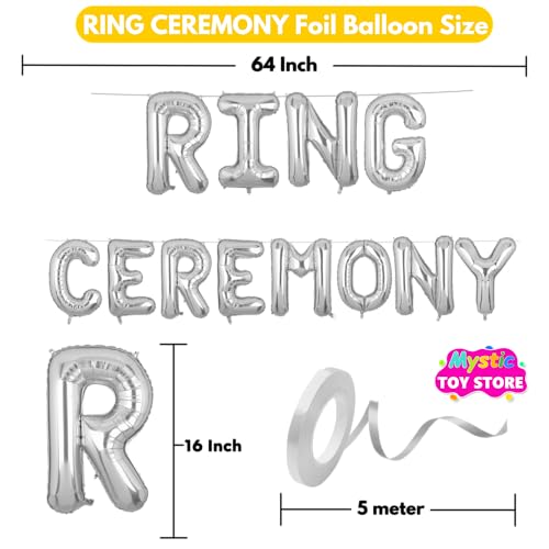 Image of Ring Ceremony Banner Silver for Engagement Wedding Home Boys Girls Men Women Foil Balloon Decoration Decor Celebration