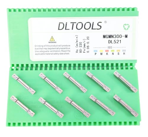 DLTOOLS Industrial MGMN300 PVD Coated(Black&Grey) CNC Grooving Carbide Inserts Cutting Tools for Steel,10pcs