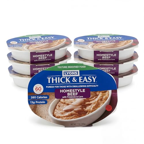 Thick & Easy Pureed Homestyle Beef with Potatoes & Corn Texture Modified Meal for Swallowing Support Ready-to-Serve Microwave Meal 7 oz Trays - 7 Pack