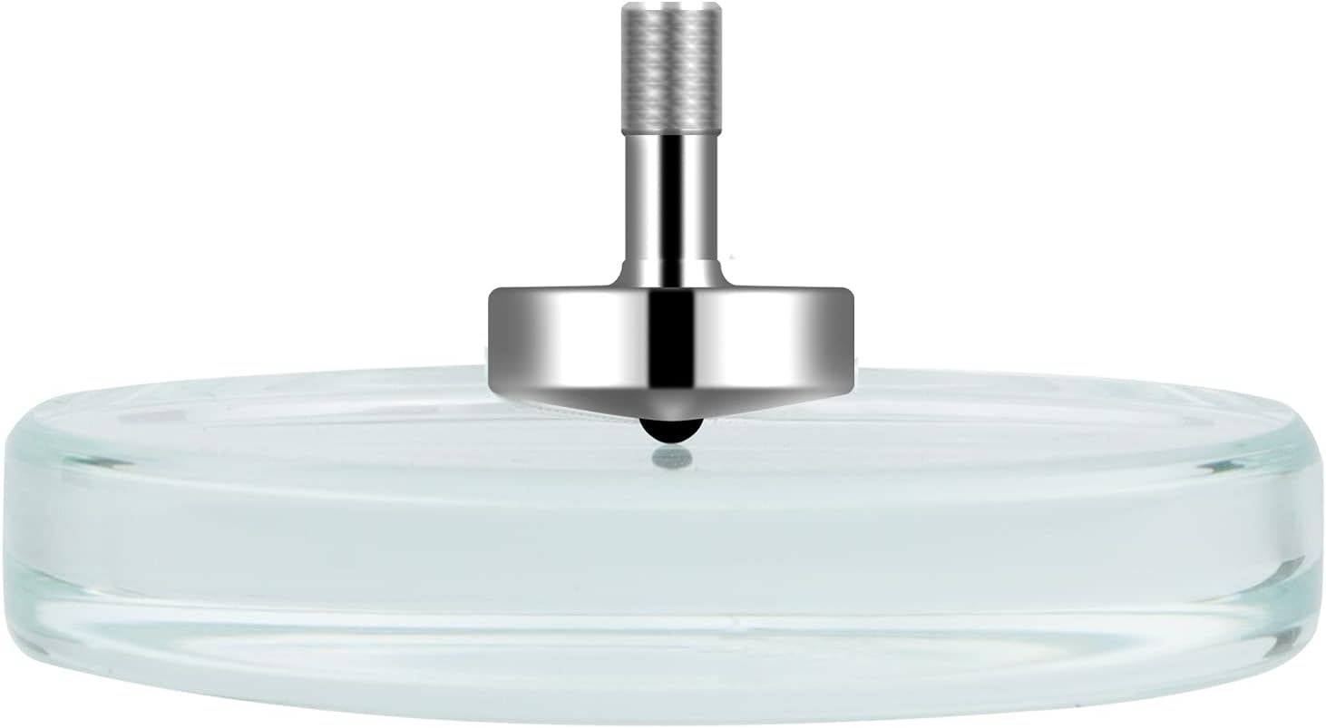 DjuiinoStar Spinning Top: Long Lasting (5-8 Minutes), with Glass Base (Diameter: 3.15"; Focal Length: -30cm; Edge Polished) and Carry Case, CNC Machined, Time Killer, EDC Desk Toy, Fancy Gift DST-806B