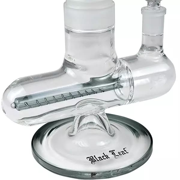 Inline Slit Black Leaf - Bong gel enfriador con espiral | Pipa de agua para fumar (Grey)