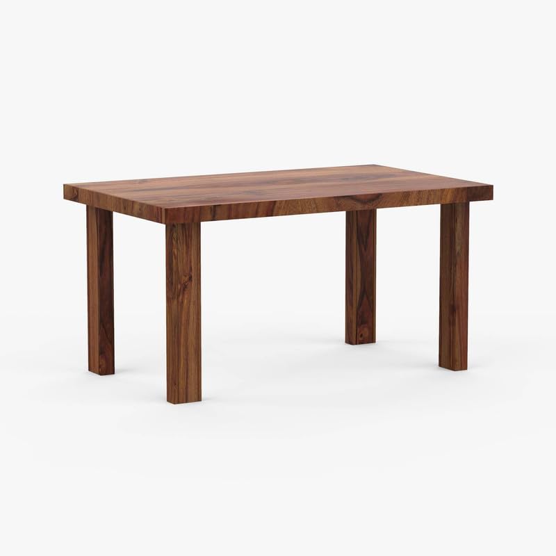 Image of Solid Sheesham Wood Six Seater Urban Design Dining Table Set for Dining Room | Restaurant | Wooden Dining Table with Six Chairs| Color Finish - Natural Finish|
