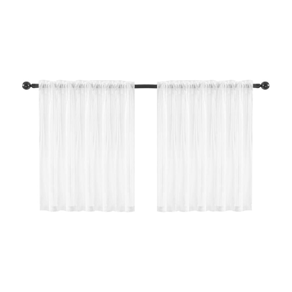 Tiardey 2 Piezas Cortinas de Cocina semitransparentes Cortinas de Red de bistró para Ventanas pequeñas Cocina Sala de Estar Casa de Campo (Blanco W 76 X H 60)