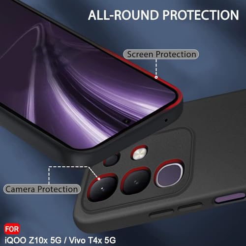 Image of TheGiftKart Sleek Back Cover Case for iQOO Z10x 5G / Vivo T4x 5G | Slim Fit Protective Design | Ultra Matte Finish | Camera Protection Bump | Soft Silicon Back Cover Case (Silicone, Black)