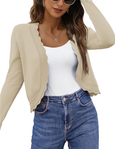 Image of OmicGot Women's Long Sleeve Cardigan Sweaters Open Front Cropped Bolero Shrugs for Dresses S-XL