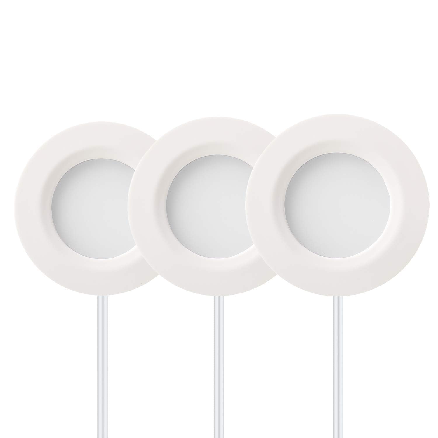 GETINLIGHT Dimmable LED Puck Light Kit, Recessed or Surface Mount Design, Soft White 3000K, 12V, 2W (6W Total, 30W Equivalent), White Plated, ETL Listed, (Pack of 3), IN-0102-3-WH-image-16