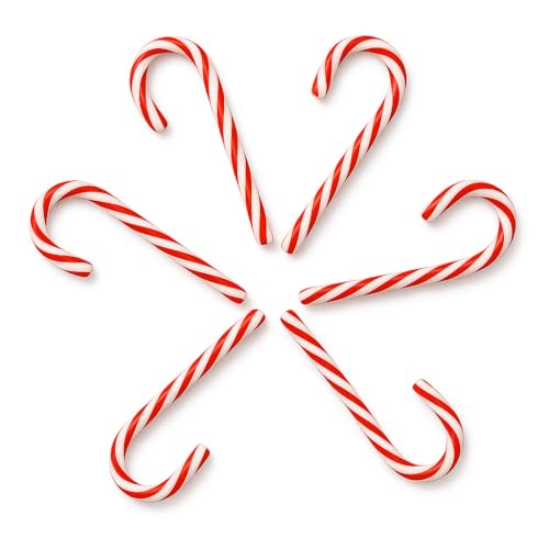 Plastic Candy Cane Festive Holiday Ornaments For Christmas Reusable Red White Striped Candy Canes Hanging Tree Ornament Stocking Stuffers DIY Crafts Seasonal Home New Year Party Decor Kids Adult(6pc)