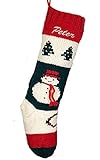 Christmas Stocking Personalized Hand Knit Snowman Stocking