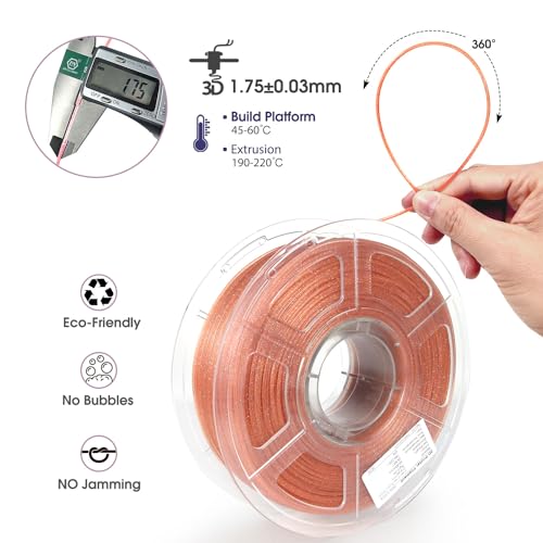 Image of iSANMATE 3D Printer Filament, Transparent Glitter Orange Pink PLA Filament 1.75 mm, 3D Printing Filament 1KG /2.2lb