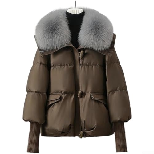 Doudoune marron femme taille L et manteau chaud d'hiver avec col
