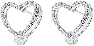 BellaMira Swarovski Crystal 925 Sterling Silver Heart Stud or Drop Dangle Earrings (as chosen) Fine Jewellery for Women Girls in Gift Box