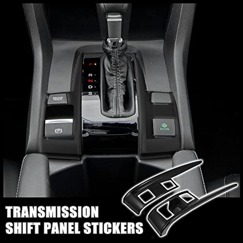 X AUTOHAUX 1 Pair Gear Boots Trims Automatic Transmission Shift Panel Stickers for Honda Civic Sedan Hatchback Coupe 2016-2021 Gloss Black by X AUTOHAUX - Image 2