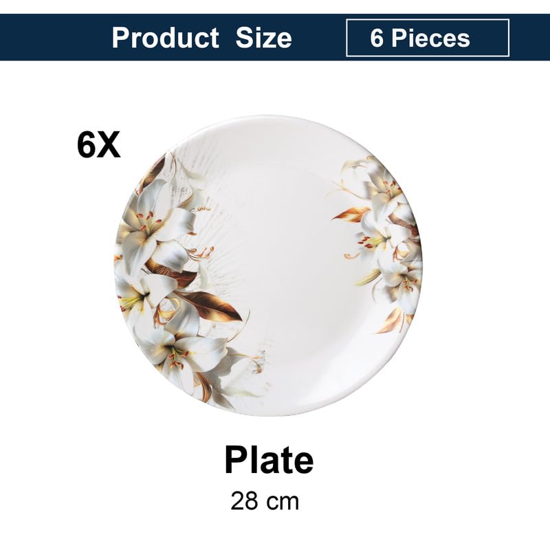 Image of Golden Fish Melamine Dinner Plates Set of 6 for Serving - Full Size, Curved, Vintage Design, Break Resistant for Home, Kitchen, Restaurant, Party (11 inch)