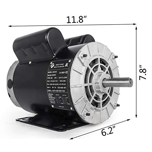 Mophorn 3Hp Air Compressor Motor, 115V/230V Fla-18.0A/9.0A 3450 Rpm, 5/8" Keyed Shaft 56 Frame 60Hz Electric Motor, Single Phase Ac Motor For Air Compressors #TOP7