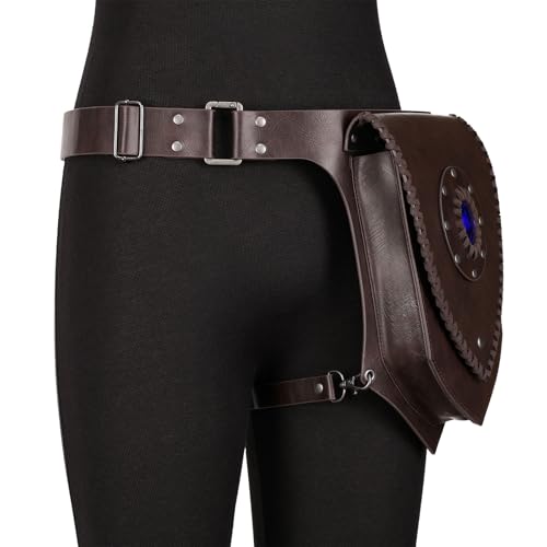 Sac de cuisse médiéval en cuir avec sacoche de jambe réglable