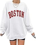 Langwyqu Women's Oversized Sweatshirt Boston Long Sleeve Casual Loose Pullover Tops