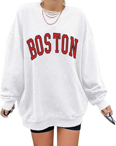 Image of Langwyqu Women's Oversized Sweatshirt Los Angeles California Crewneck Long Sleeve Casual Loose Pullover Tops