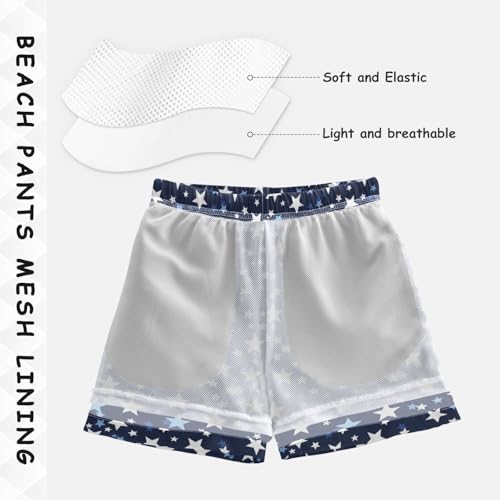 Boys Swim Trunks Quick Dry UPF 50+ Beach Board Shorts Kids Bathing Suits Swimsuit 2T Blue and White Five-Pointed Star4