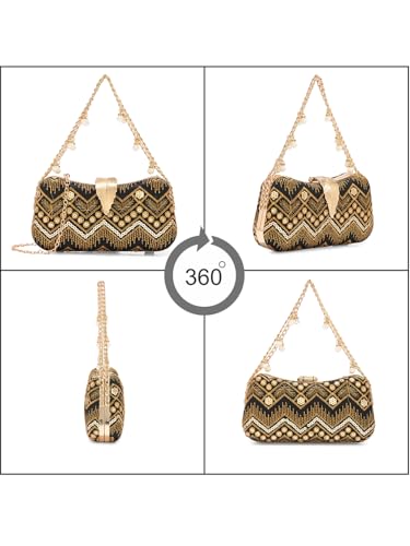 Image of TOOBA Handicraft Clutch Purse For Women with Sleek Design Embroidered Clutch| Trendy Stylish Bridal, Party, Wedding Sling Bag
