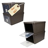 GarPet 4x Aufbewahrungsbox mit Deckel Frontöffnung Schrank Organizer Stapelbox Kleiderschrank Korb...