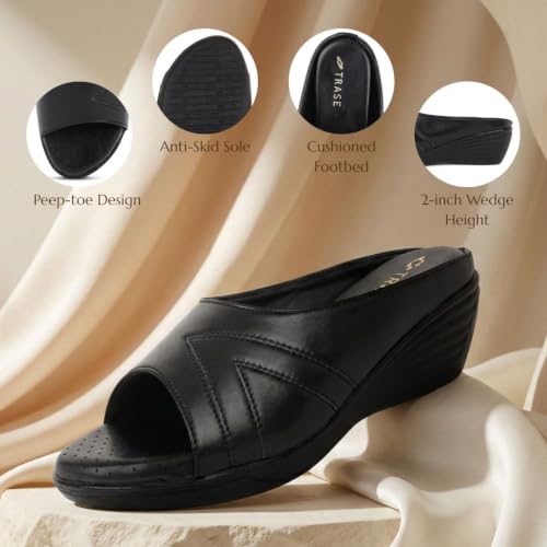 Image of TRASE Wedges for Women | Stylish Sandals for Woman | 2 Inch Wedge Heel Footwear | Ladies Office Wear