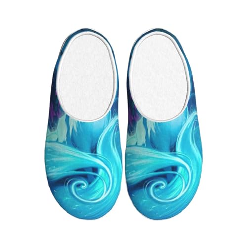 Chaussons peluche EdWal anti-froid et anti-glisse renard bleu magique 39