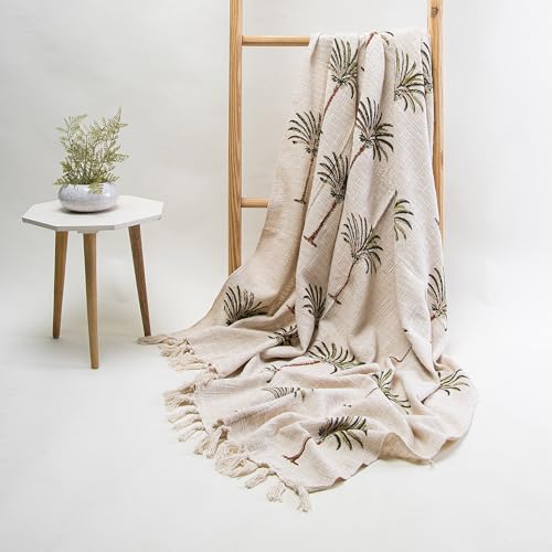 Image of Handblock Printed Soft Cotton Sofa Throw Blanket 50x70 Inches Cozy and Lightweight, Perfect for Sofa, Bed, and Travel - Ideal for All Seasons (Multi-Color 06)
