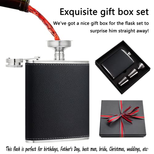 Hadeweite Hip Flask 8 Oz Flasks For Liquor For Men With Flasks For Liquor For Women -Box Includes Flask, Funnel, And Stainless Steel Cup - Groomsmen Gifts Set #TOP1