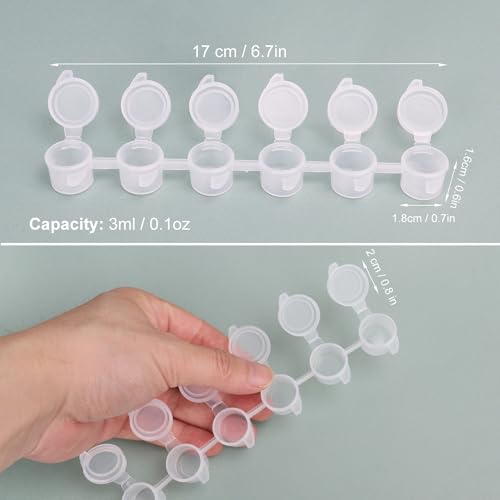 Image of 1770 Pieces 0.1oz Empty Paint Pot, 295 Strips Acrylic Mini Paint Container Strips Storage with Lids for Art Classes, Schools, Outdoor Sketching, and Art Festivals