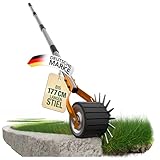 easimo | Rasenkantenschneider Manuell | Präziser Rasenkanten Schneider mit Stahlklinge & Gummirad | Verstellbarer Stiel bis 177 cm | Rasenkantenstecher für Garten