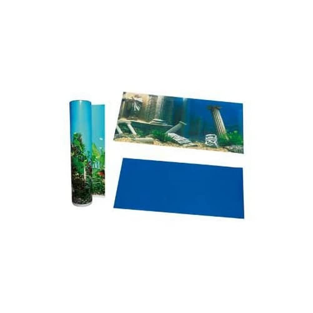 Poster de fond d'aquarium Karlie de 49 cm pour cacher les câbles et décorer en bleu