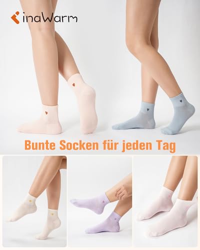 inaWarm Sneaker Socken Damen, Baumwolle Quarter Socken, Atmungsaktiv Tennissocken Damen, Bequeme & Hautfreundlich Baumwollsocken für Alltag, Arbeit & Sport 5 Paar (Geschenkbox)