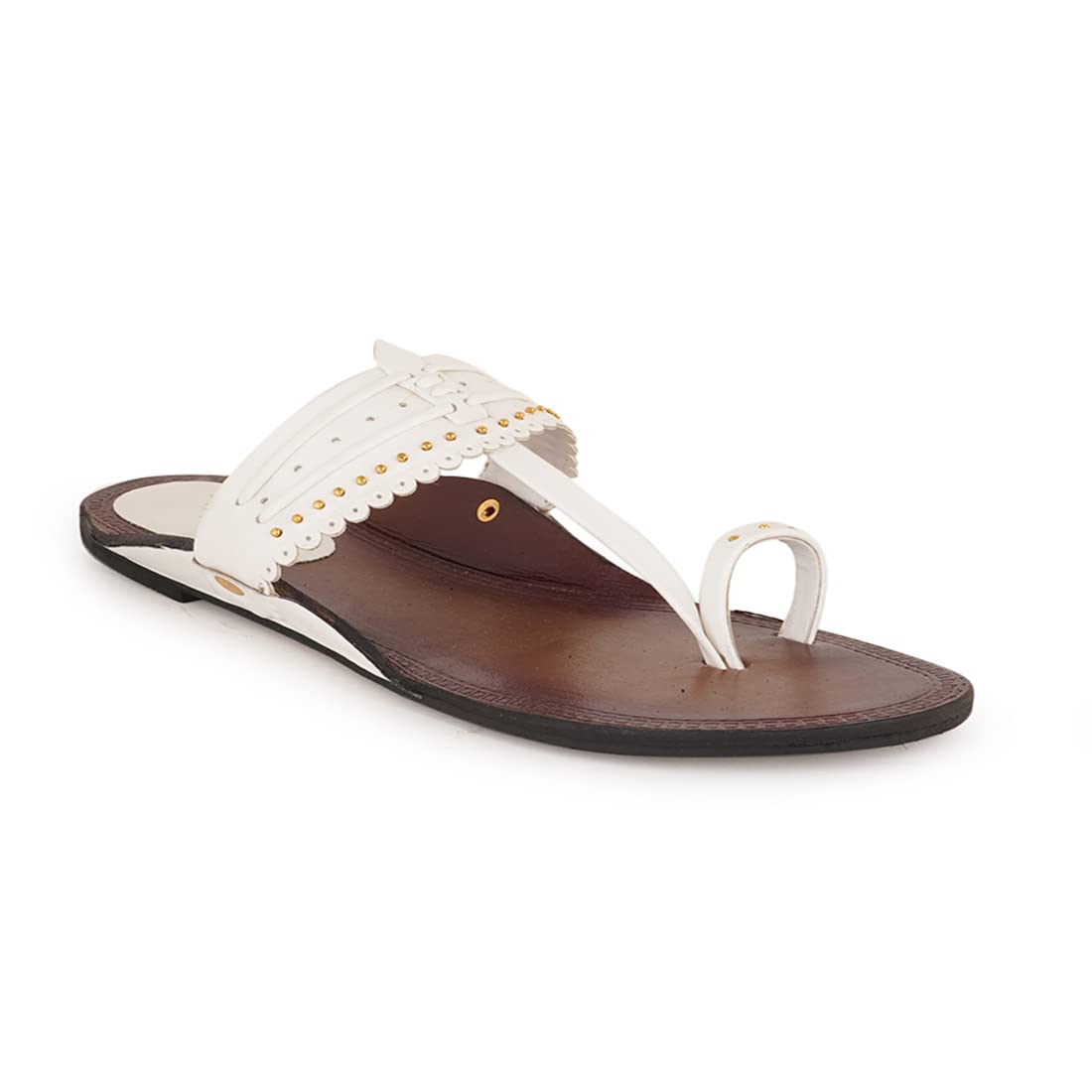 RAI SAHAB Kolhapuri Chappal For Women/Stylish White Flat Slippers/Ethnic & Fashion Sandals for Girls (B0B5VH3WK8) Amazon Price History, Amazon Price Tracker