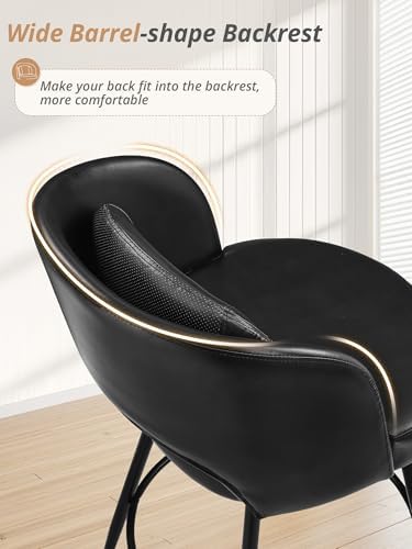 Side view of LUE BONA black metal frame bar stools.