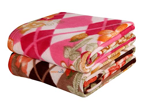 Image of BSB Home All Season Miltipurpose Polar Fleece Blanket Combo Assorted Multicolour Lightweight Blanket Set of 2, 60X90 Inches, Coffee